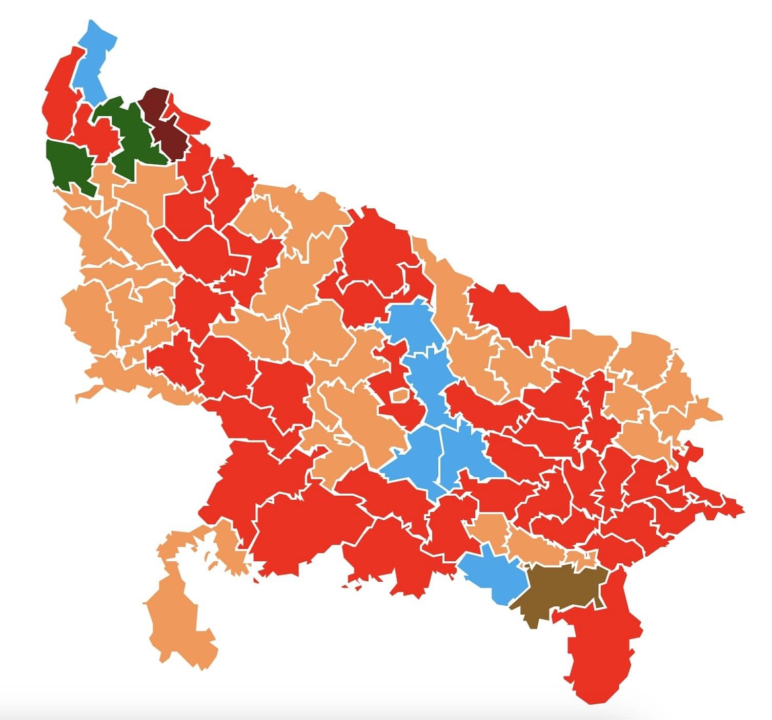 Electoral map of the voting in UP's in 80 constituencies in the 2024 Lok Sabha polls | Photo credit: Election Commission of India